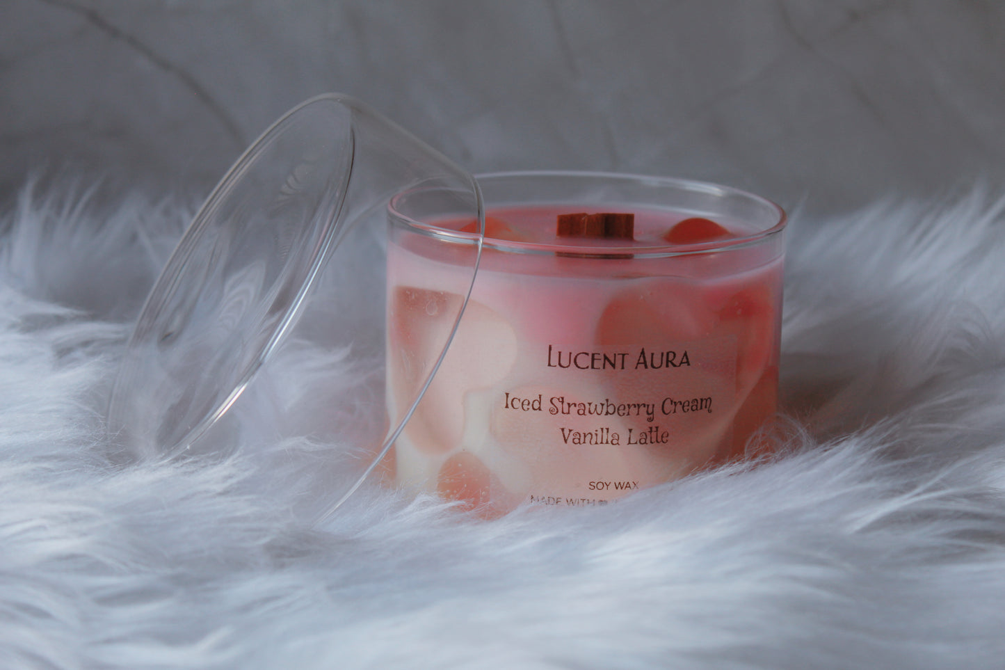 Iced Strawberry Vanilla Cream Latte Candle - Lucent Aura