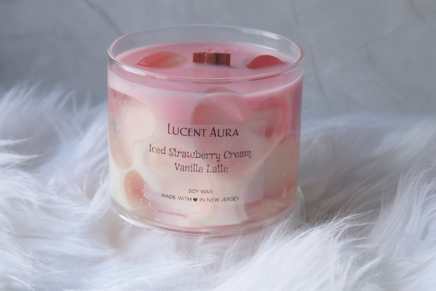 Iced Strawberry Vanilla Cream Latte Candle - Lucent Aura