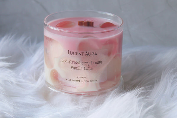Iced Strawberry Vanilla Cream Latte Candle - Lucent Aura