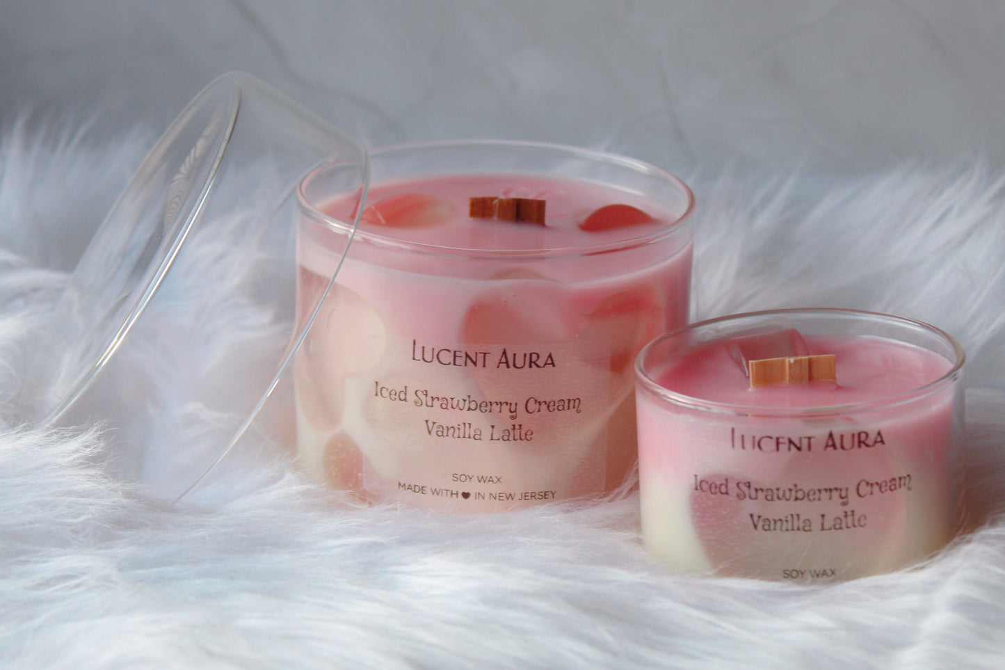 Iced Strawberry Vanilla Cream Latte Candle - Lucent Aura