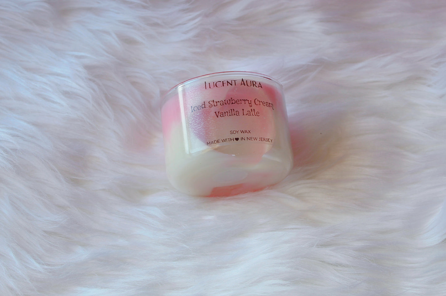 Iced Strawberry Vanilla Cream Latte Candle - Lucent Aura