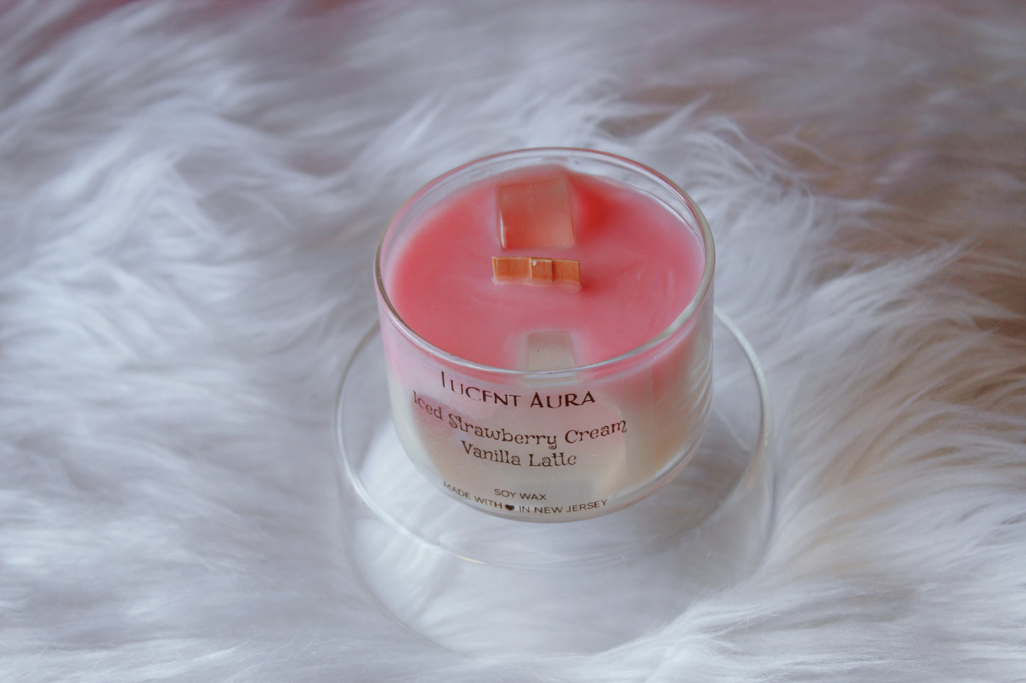 Iced Strawberry Vanilla Cream Latte Candle - Lucent Aura