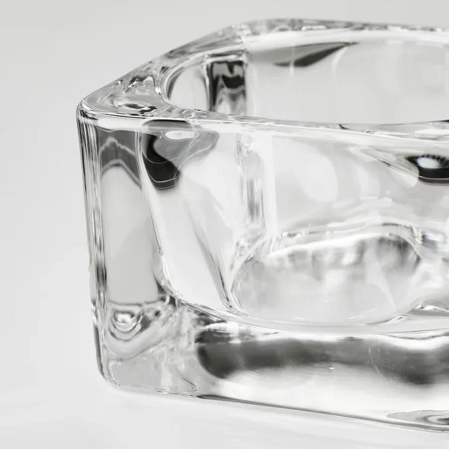 Tea-light Holder (clear glass) with a white background