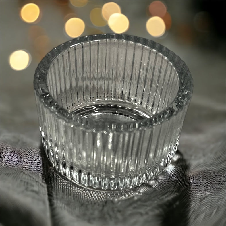 Tea-light Candle holder (ribbed glass) - Lanna Lux 
