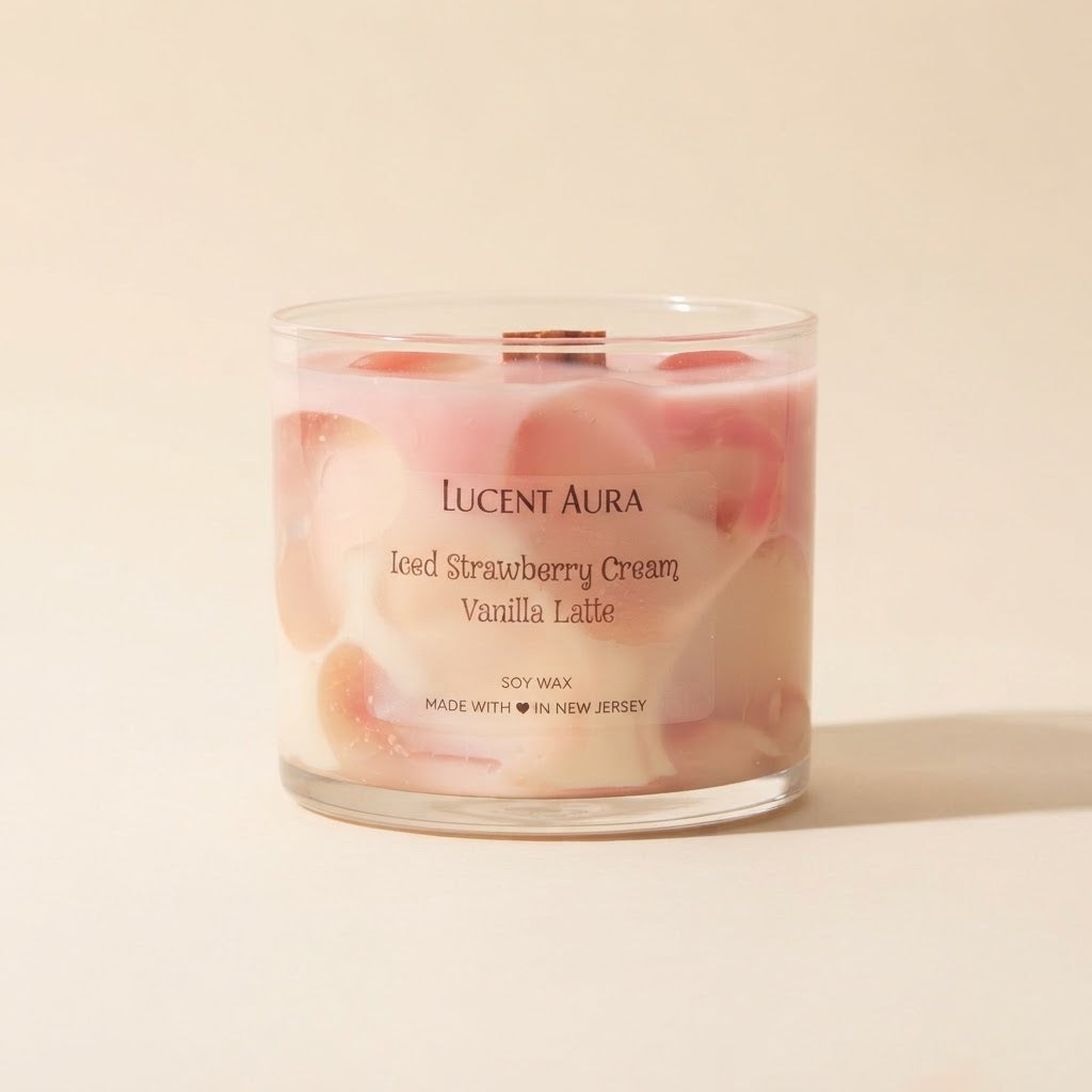 Iced Strawberry Vanilla Cream Latte Candle