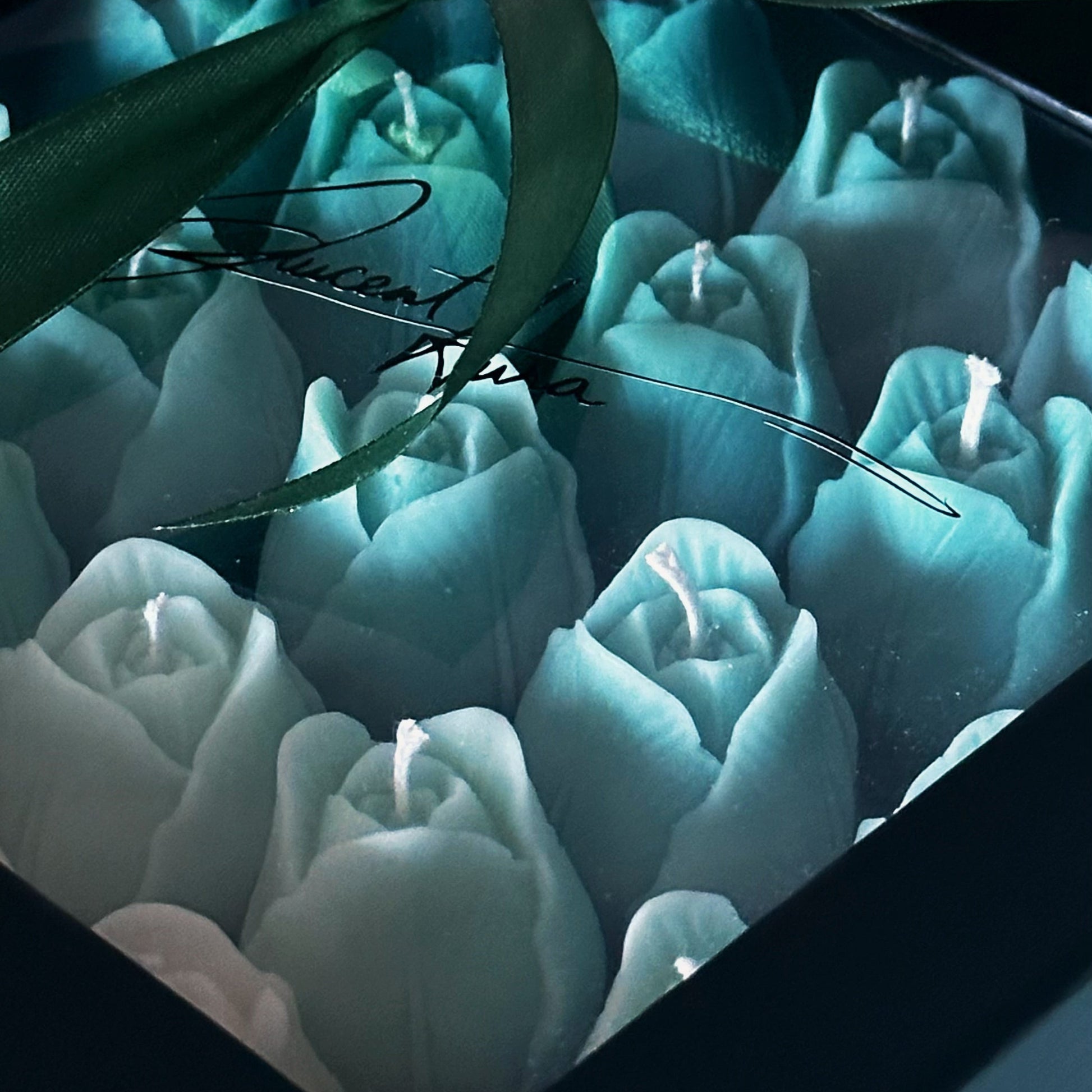 hand poured tulip candle close up floral candle decor