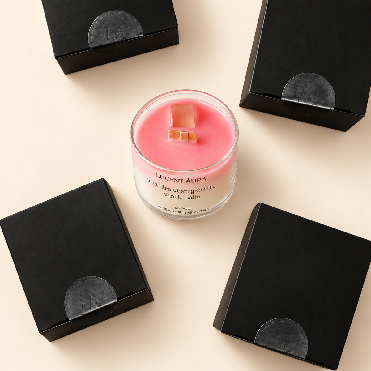 Iced Strawberry Vanilla Cream Latte Candle