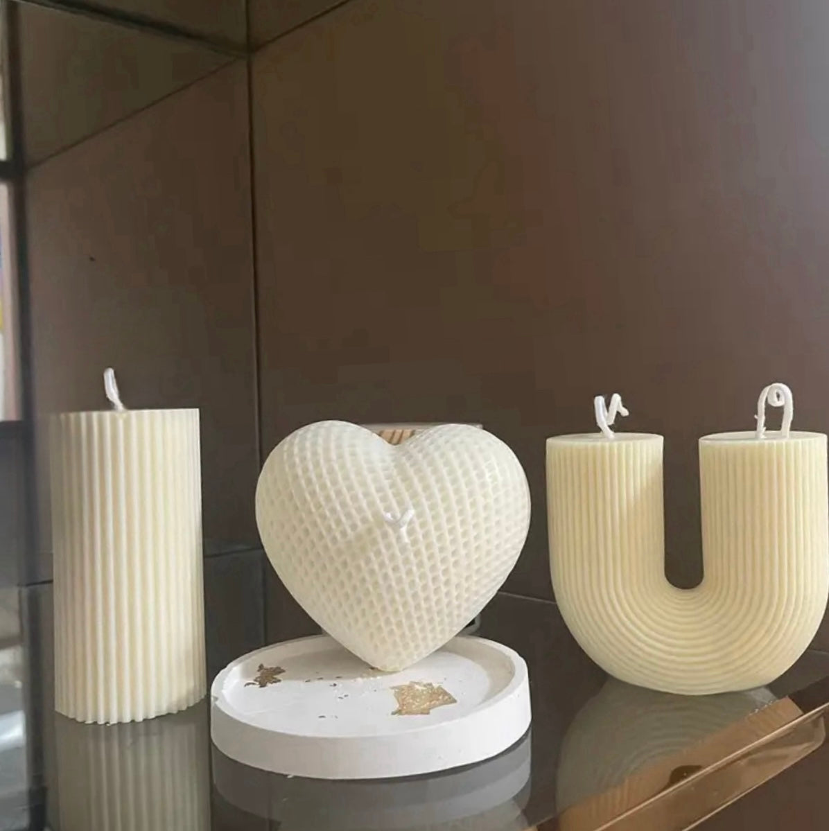 I Heart You Sculpted Candle Set