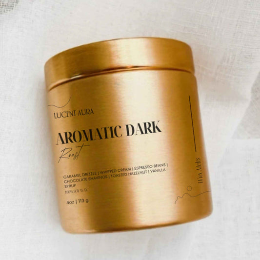 Gold container labeled 'Aromatic Dark' on a white background