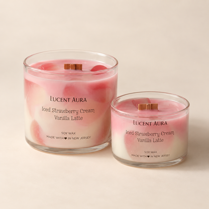 Iced Strawberry Vanilla Cream Latte Candle
