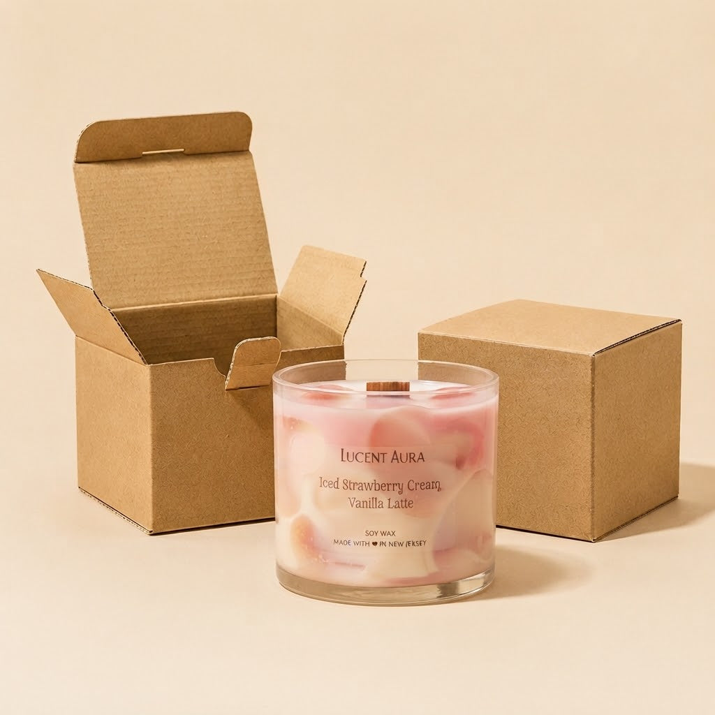 Iced Strawberry Vanilla Cream Latte Candle